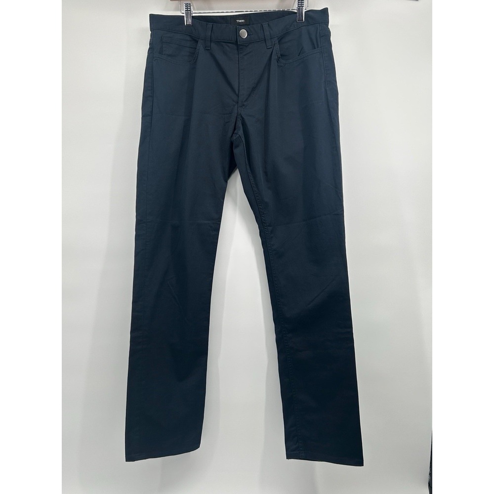 Theory Pants Mens Size 34x30 Long Blue Haydin Straight Slim Fit 5-pocket City